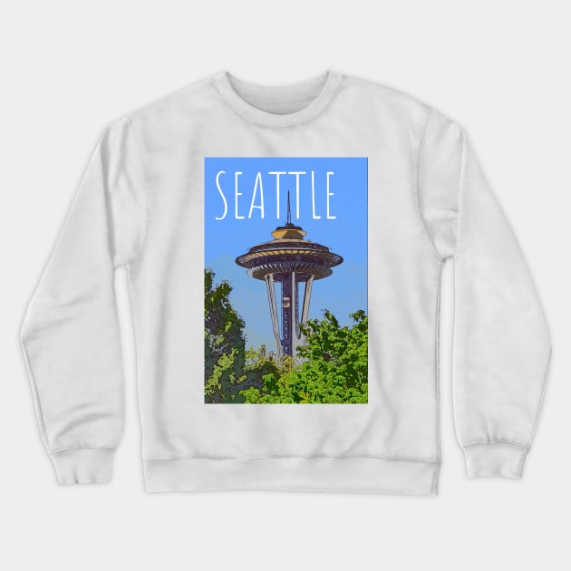 Seattle Space Needle Crewneck Sweatshirt by WelshDesigns